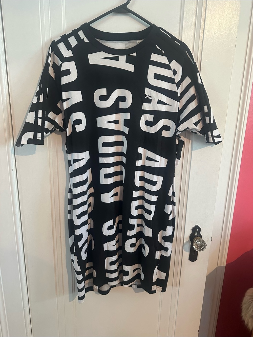 adidas Black and White All-Over Logo Tee Dress